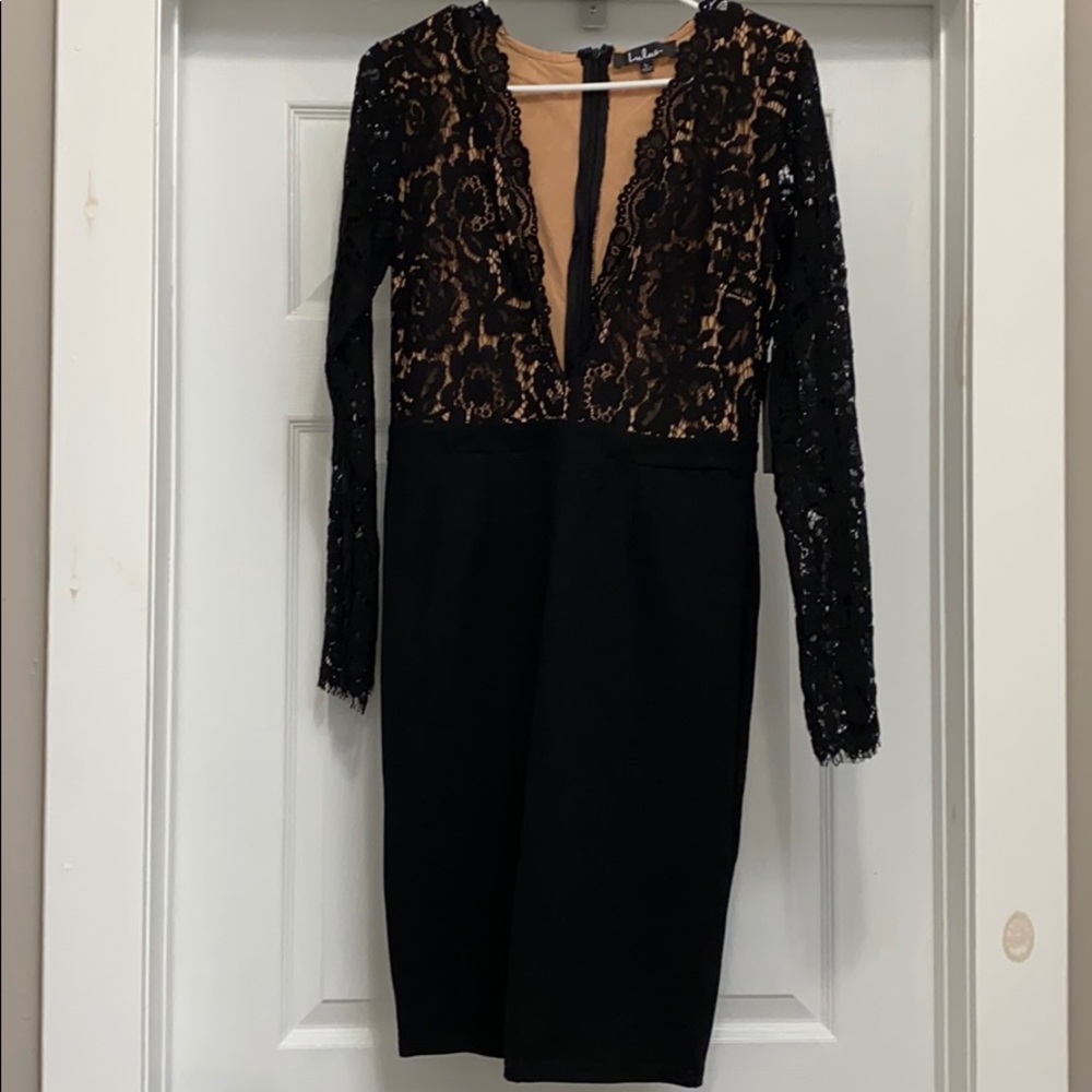 LULUS SWOONER OR LATER BLACK LONG SLEEVE DRESS
